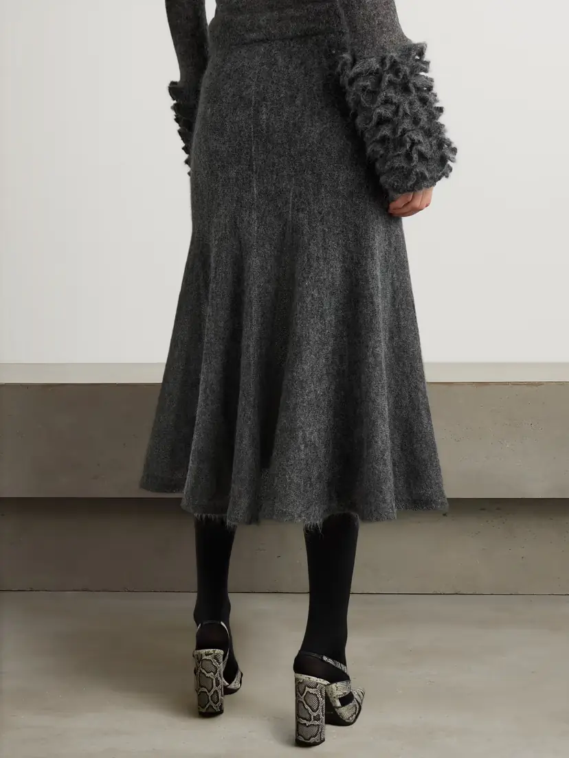 Alaïa Pleated Mohair-blend Midi Skirt | Thumbnail 3 Alaïa Pleated Mohair-blend Midi Skirt | Thumbnail 3