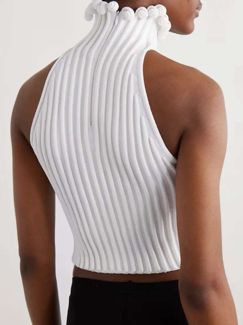 Alaïa Cropped Ribbed-knit Top | Thumbnail 4 Alaïa Cropped Ribbed-knit Top | Thumbnail 4