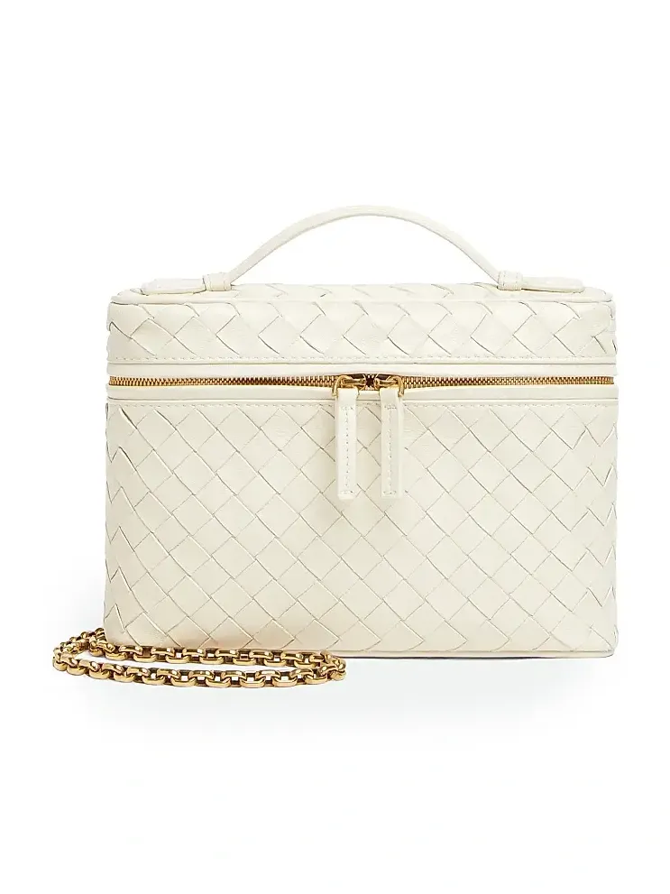 Women's Small Intrecciato Leather Vanity Case