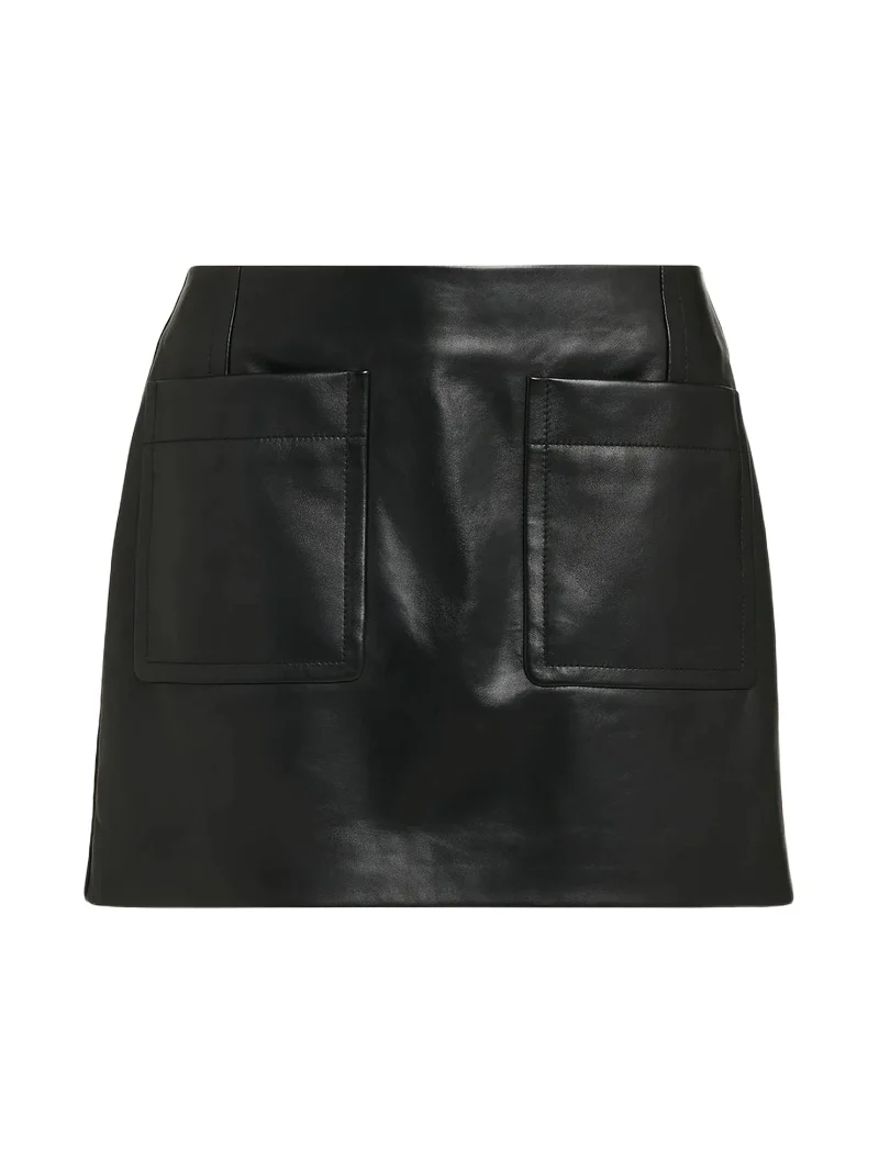Bottega Veneta Women's Leather Patch Pocket Miniskirt