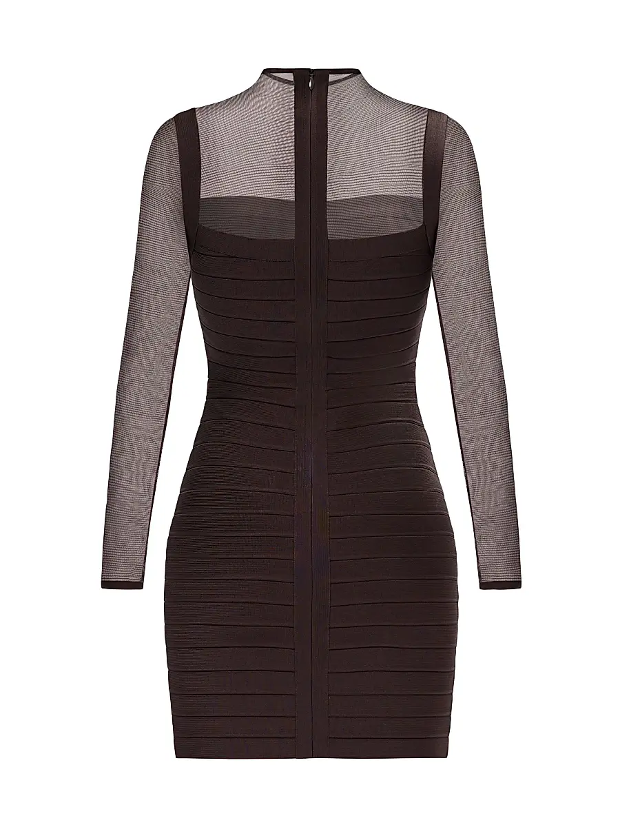 Hervé Léger Women's The Amy Bandage Body-Con Minidress - Walnut | Thumbnail 3 Hervé Léger Women's The Amy Bandage Body-Con Minidress - Walnut | Thumbnail 3