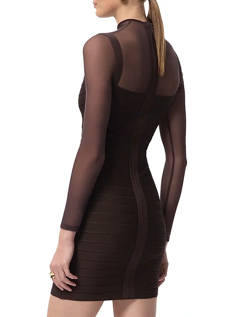 Hervé Léger Women's The Amy Bandage Body-Con Minidress - Walnut | Thumbnail 6 Hervé Léger Women's The Amy Bandage Body-Con Minidress - Walnut | Thumbnail 6