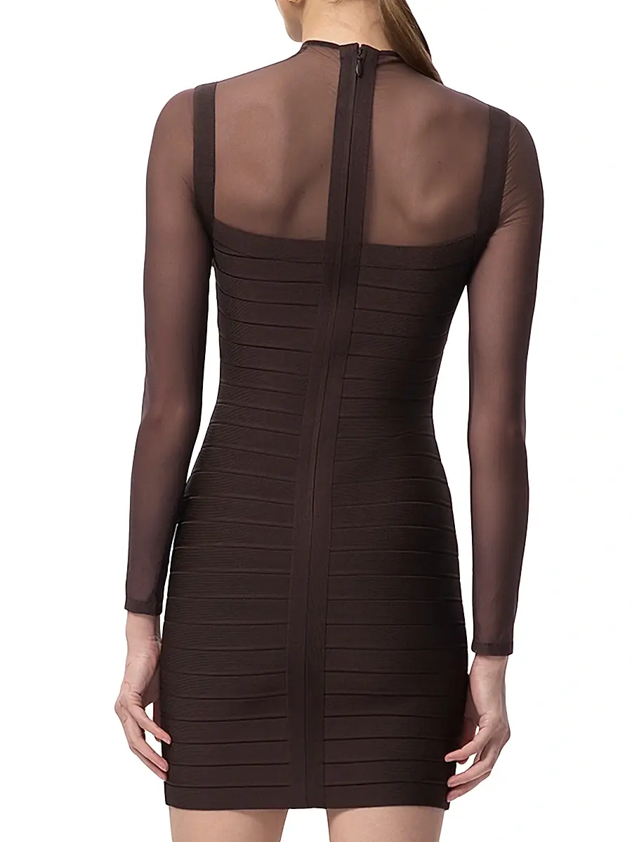 Hervé Léger Women's The Amy Bandage Body-Con Minidress - Walnut | Thumbnail 7 Hervé Léger Women's The Amy Bandage Body-Con Minidress - Walnut | Thumbnail 7