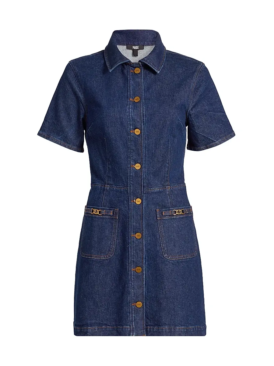 PAIGE Women's Clementine Denim Mini-Shirtdress - Bijoux | Image 1 PAIGE Women's Clementine Denim Mini-Shirtdress - Bijoux | Image 1
