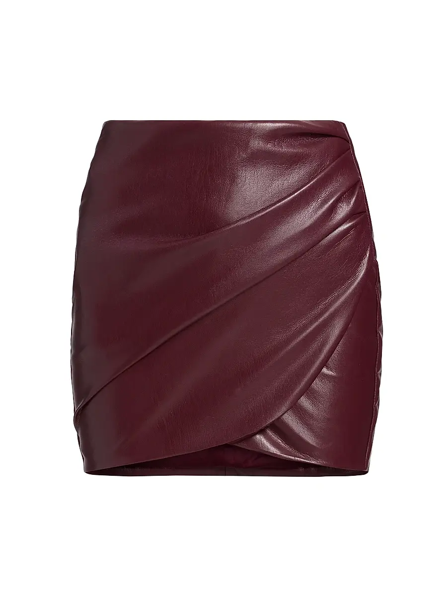 Generation Love Women's Shyann Faux Leather Mini Wrap Skirt - Cabernet | Image 1 Generation Love Women's Shyann Faux Leather Mini Wrap Skirt - Cabernet | Image 1