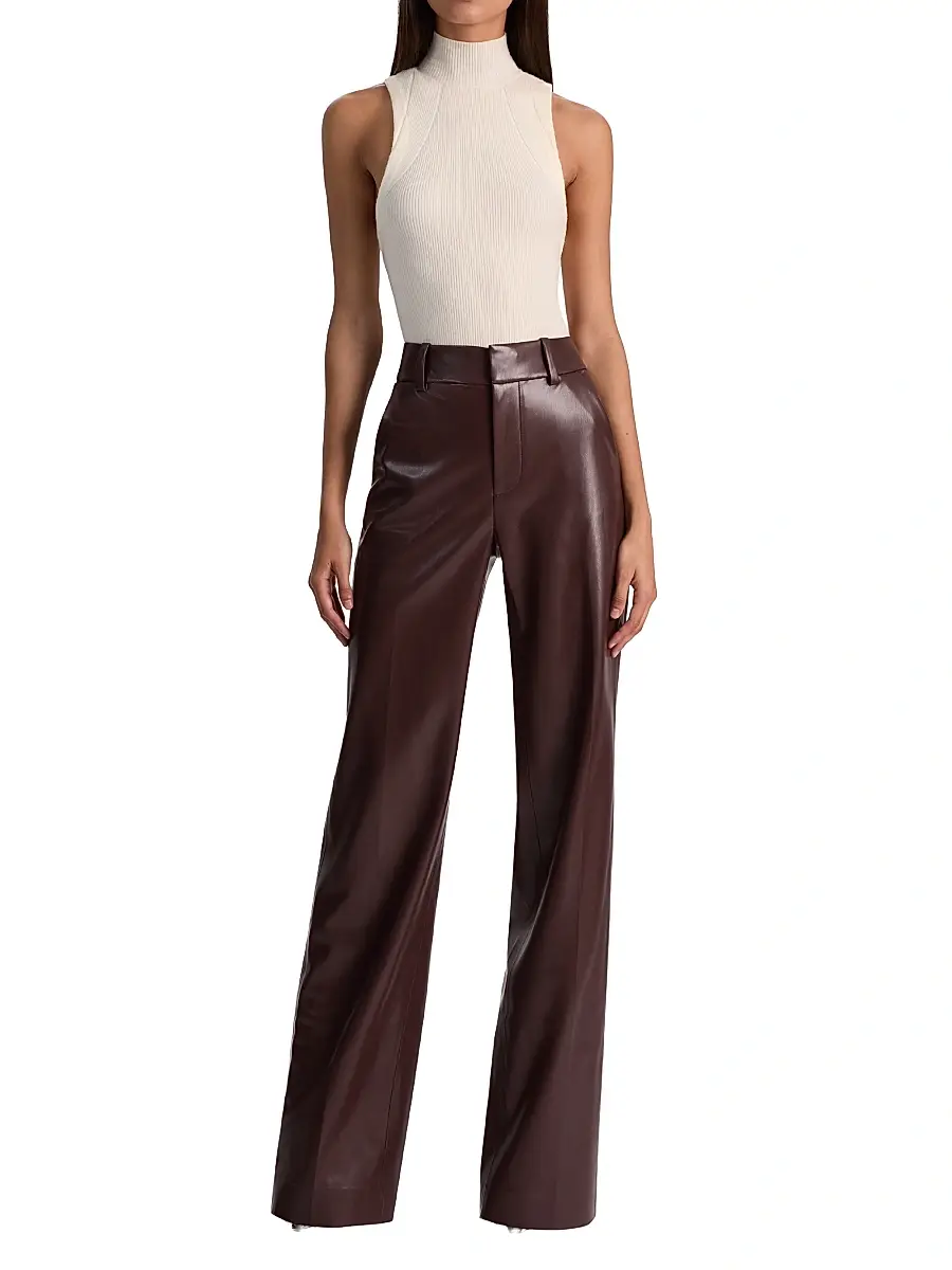 Alice + Olivia Women's Alexander Faux-Leather Straight-Leg Pants | Thumbnail 2 Alice + Olivia Women's Alexander Faux-Leather Straight-Leg Pants | Thumbnail 2