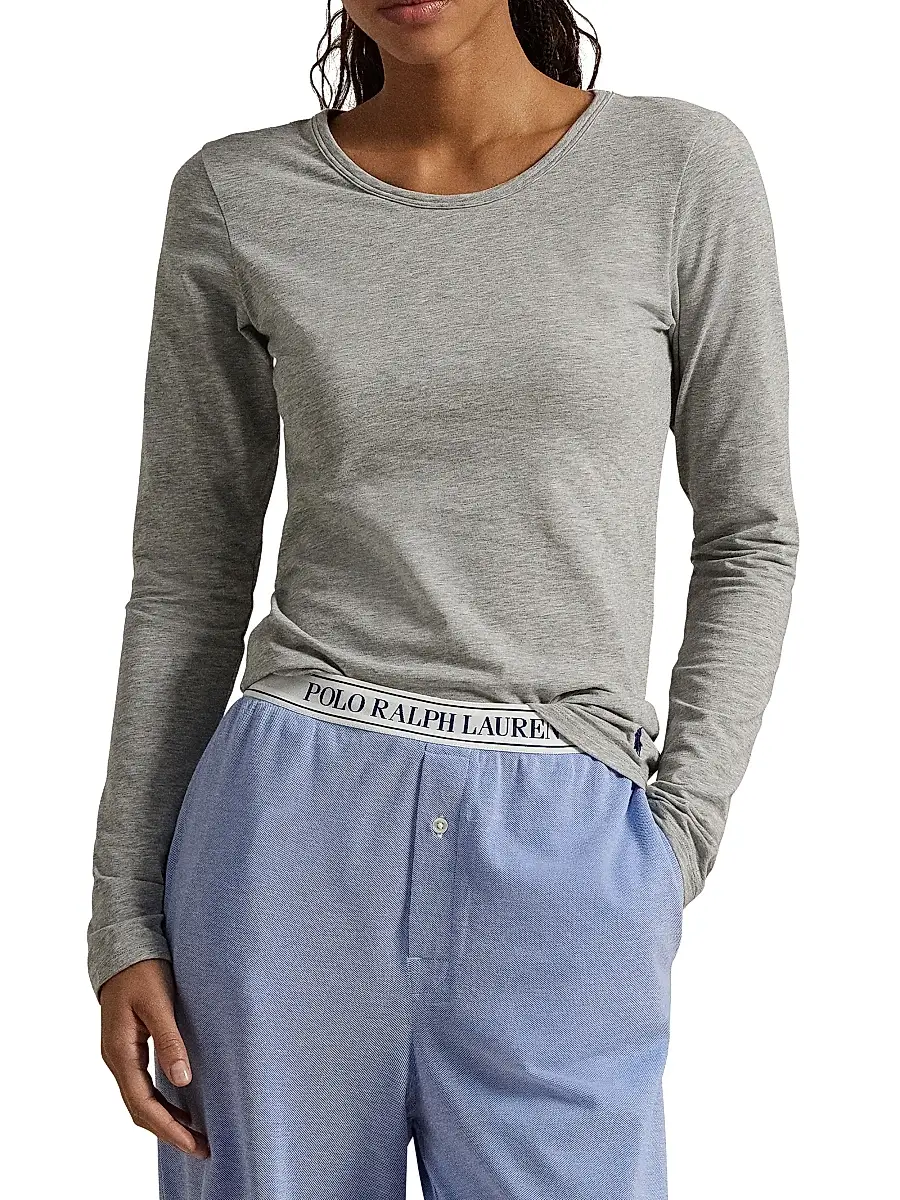 Polo Ralph Lauren Women's Base Layer Heathered Stretch-Cotton T-Shirt | Thumbnail 2 Polo Ralph Lauren Women's Base Layer Heathered Stretch-Cotton T-Shirt | Thumbnail 2