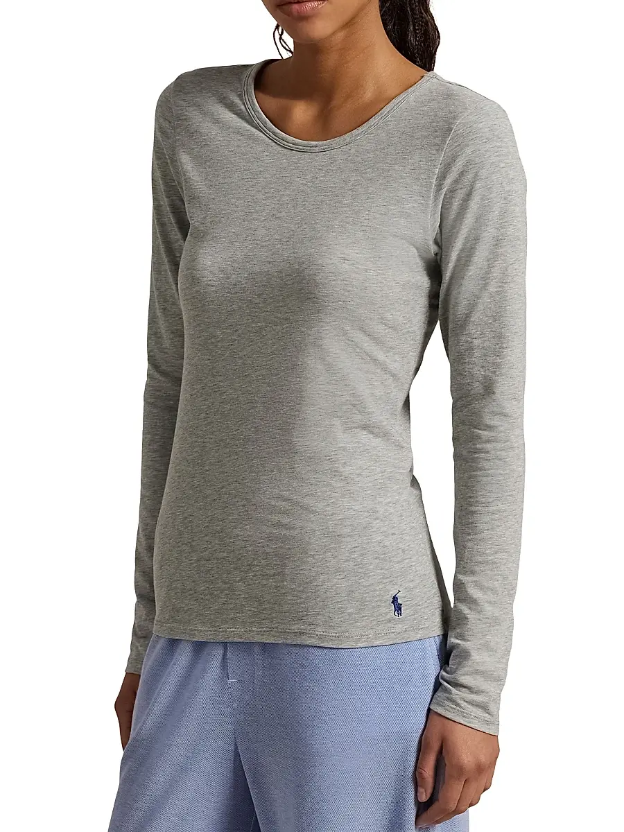 Polo Ralph Lauren Women's Base Layer Heathered Stretch-Cotton T-Shirt | Thumbnail 3 Polo Ralph Lauren Women's Base Layer Heathered Stretch-Cotton T-Shirt | Thumbnail 3