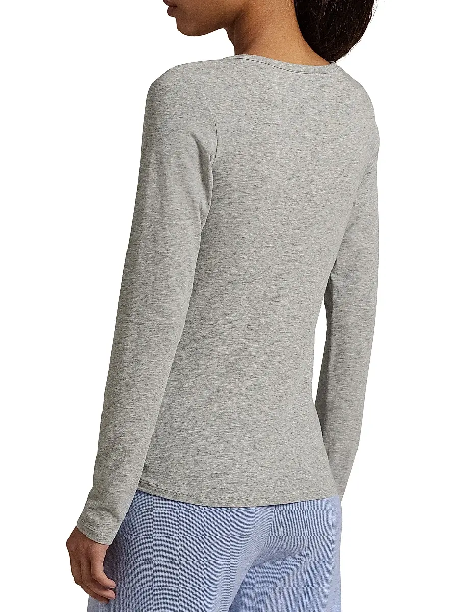 Polo Ralph Lauren Women's Base Layer Heathered Stretch-Cotton T-Shirt | Thumbnail 4 Polo Ralph Lauren Women's Base Layer Heathered Stretch-Cotton T-Shirt | Thumbnail 4