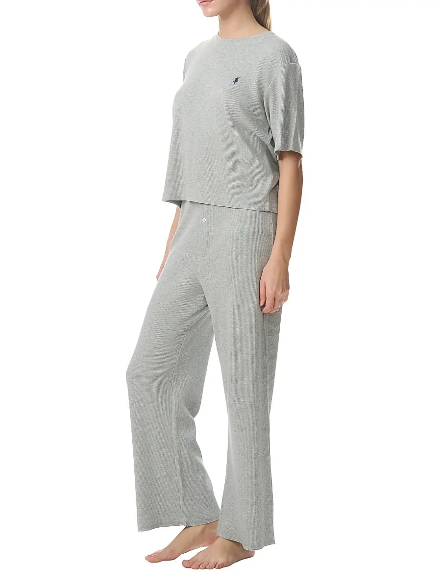 Polo Ralph Lauren Women's Heathered Waffle-Knit Pajamas | Thumbnail 2 Polo Ralph Lauren Women's Heathered Waffle-Knit Pajamas | Thumbnail 2