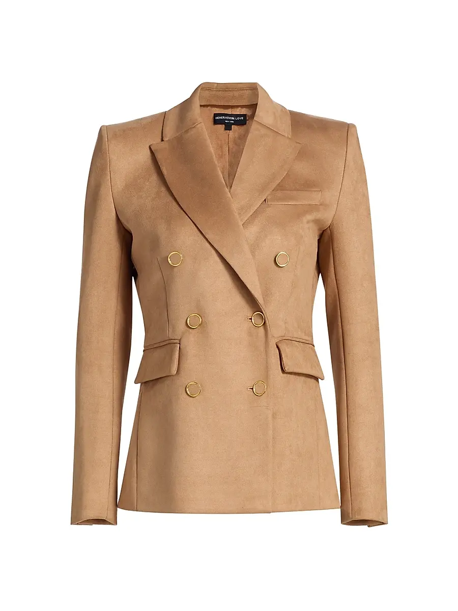 Generation Love Women's Arielle FauxSuede Boyfriend Blazer - Lion | Image 1 Generation Love Women's Arielle FauxSuede Boyfriend Blazer - Lion | Image 1