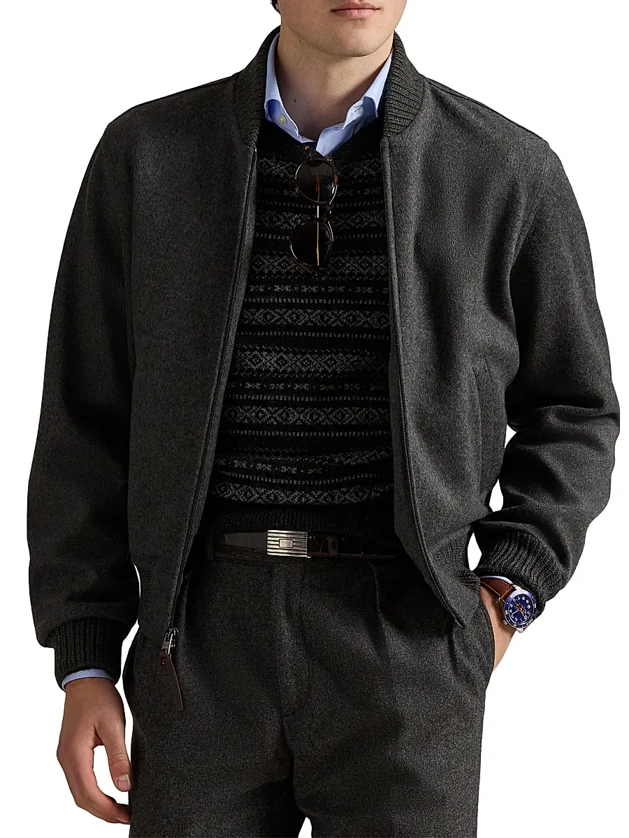 Polo Ralph Lauren Men's Wool-Blend Zip-Up Bomber Jacket | Thumbnail 3