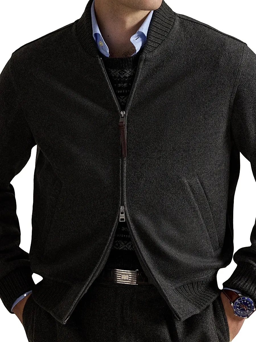 Polo Ralph Lauren Men's Wool-Blend Zip-Up Bomber Jacket | Thumbnail 5