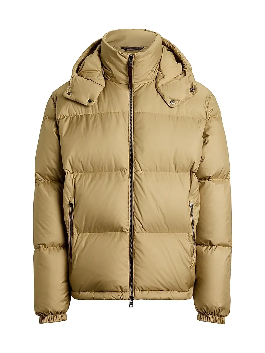 Polo Ralph Lauren Men's Quilted Down Hood Jacket - Khaki | Image 1 Polo Ralph Lauren Men's Quilted Down Hood Jacket - Khaki | Image 1