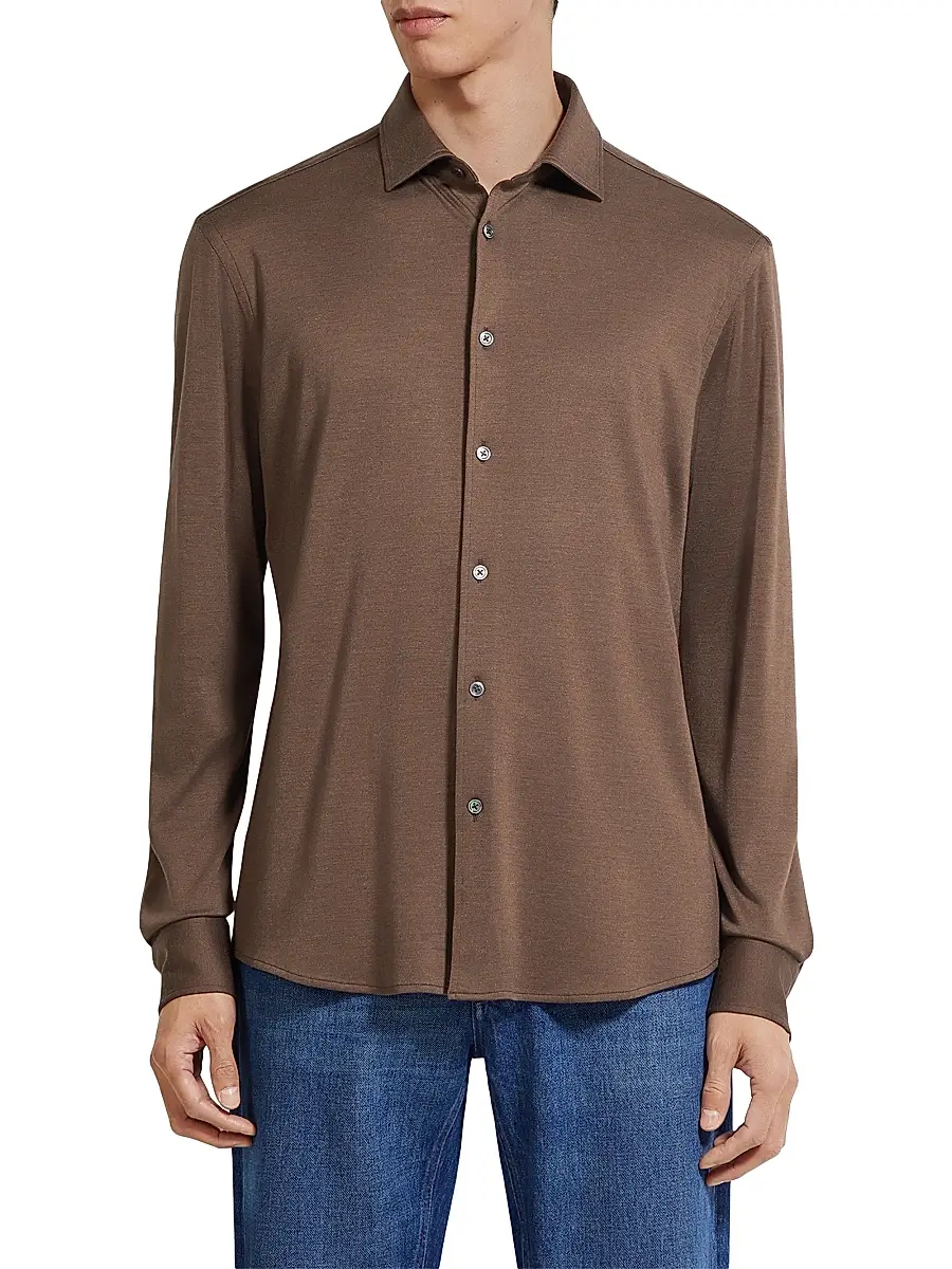 Zegna Men's Cashmere and Silk Shirt | Thumbnail 2 Zegna Men's Cashmere and Silk Shirt | Thumbnail 2