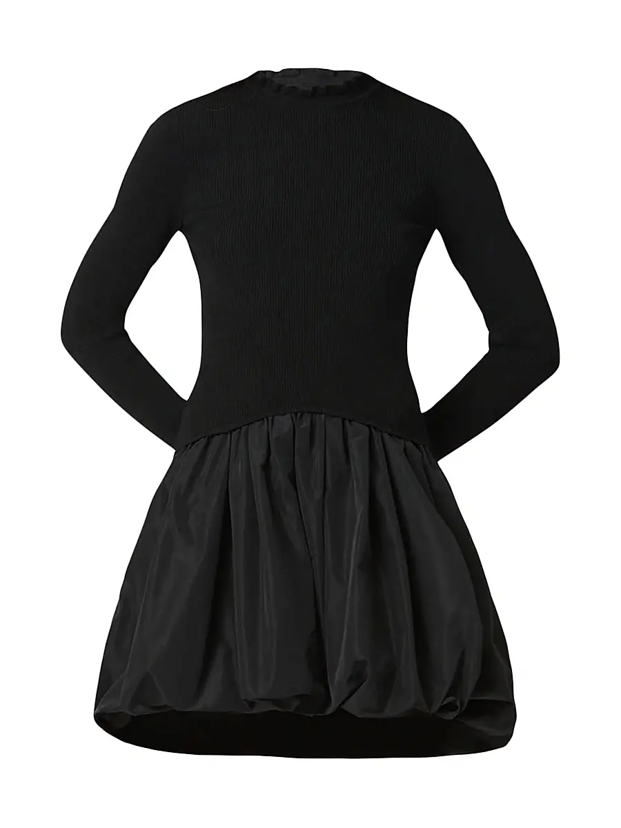 Shoshanna Women's Keely Knit Taffeta Minidress - Jet | Image 1 Shoshanna Women's Keely Knit Taffeta Minidress - Jet | Image 1