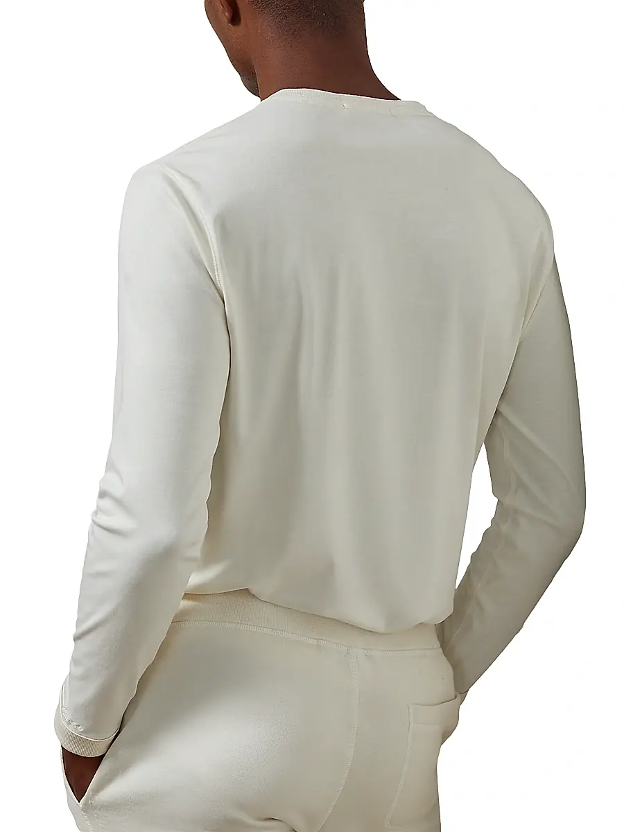Ralph Lauren Purple Label Men's Cotton Henley - Cream | Thumbnail 4 Ralph Lauren Purple Label Men's Cotton Henley - Cream | Thumbnail 4