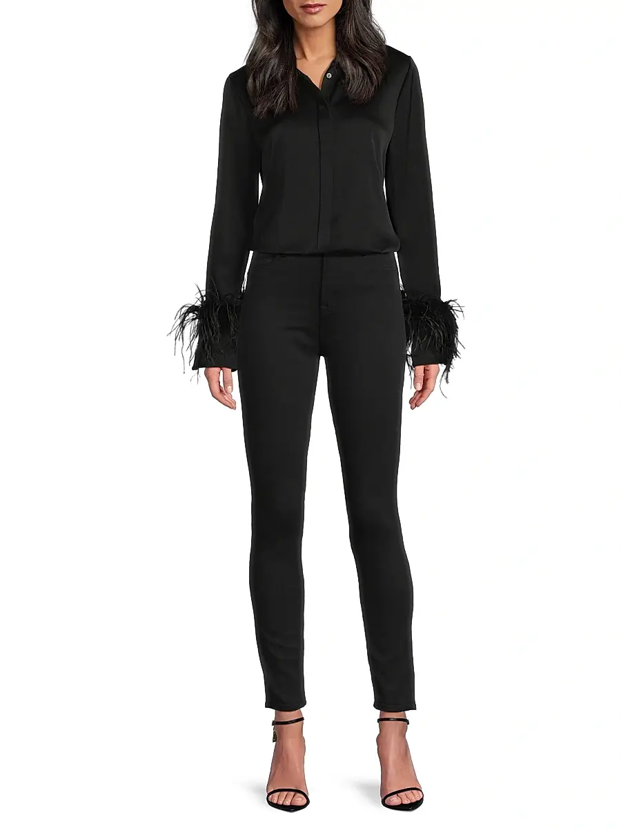 Ungaro Women's Luna Feather-Cuff Satin Blouse | Thumbnail 2 Ungaro Women's Luna Feather-Cuff Satin Blouse | Thumbnail 2