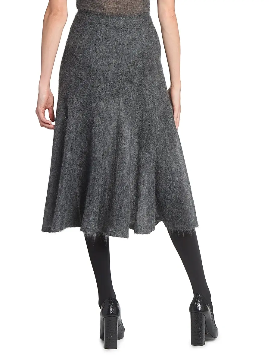 ALAÏA Women's Circle Wool-Blend Midi-Skirt - Gris Chine | Thumbnail 5