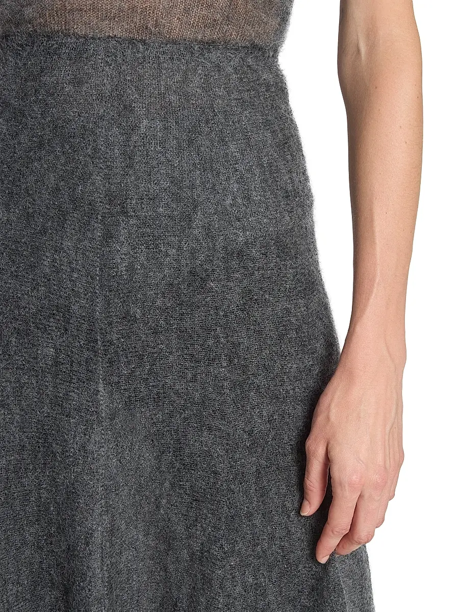 ALAÏA Women's Circle Wool-Blend Midi-Skirt - Gris Chine | Thumbnail 6