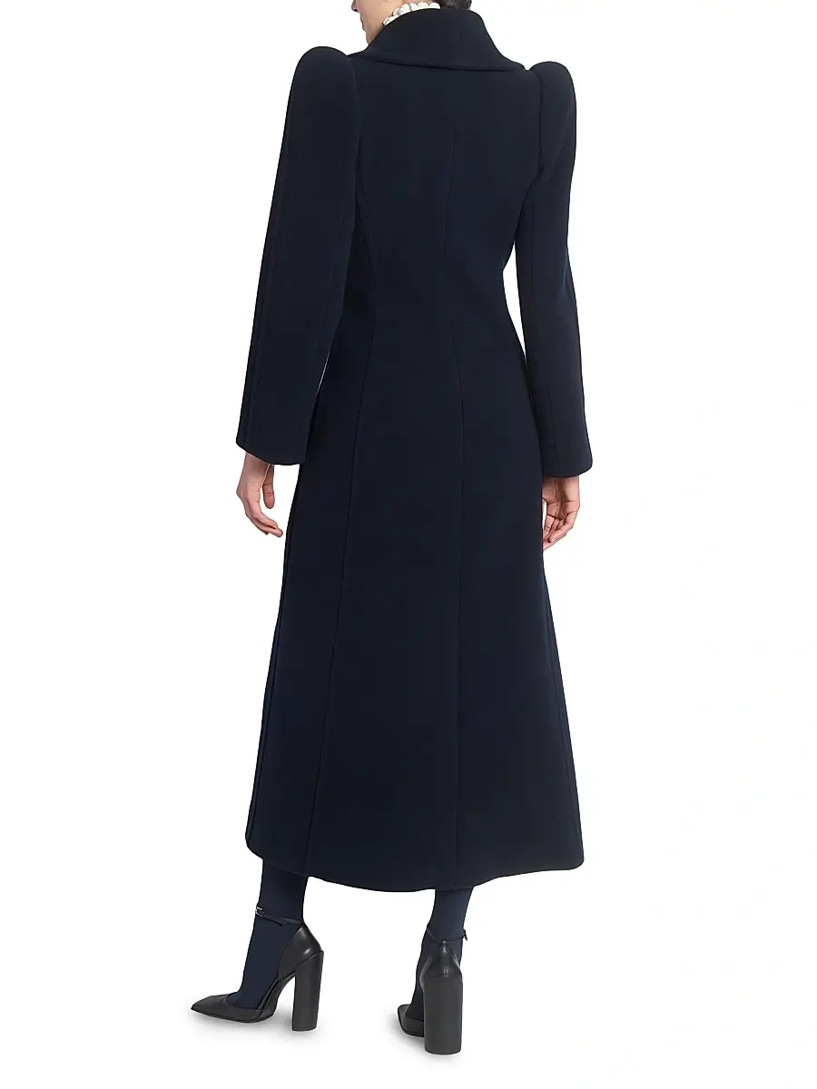 Alaïa Women's Curved-Button Wool Coat - Marine | Thumbnail 5