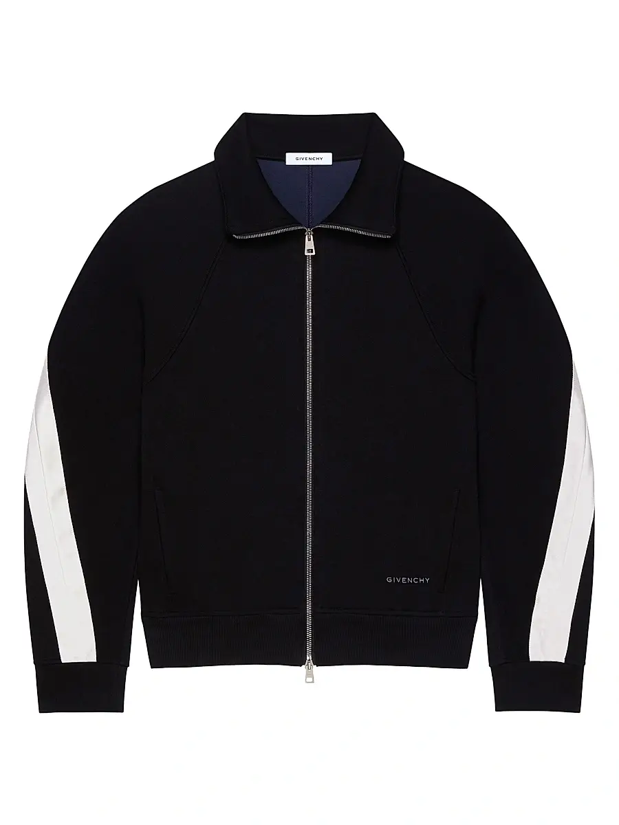 Givenchy Men's Zipped Sweatshirt in Scuba with Satin Seams - Black | Image 1 Givenchy Men's Zipped Sweatshirt in Scuba with Satin Seams - Black | Image 1
