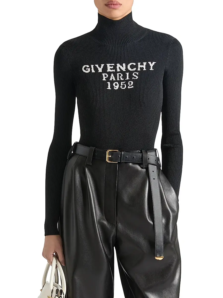Givenchy Women's Knitted Bodysuit with Paris 1952 - Black | Thumbnail 2 Givenchy Women's Knitted Bodysuit with Paris 1952 - Black | Thumbnail 2