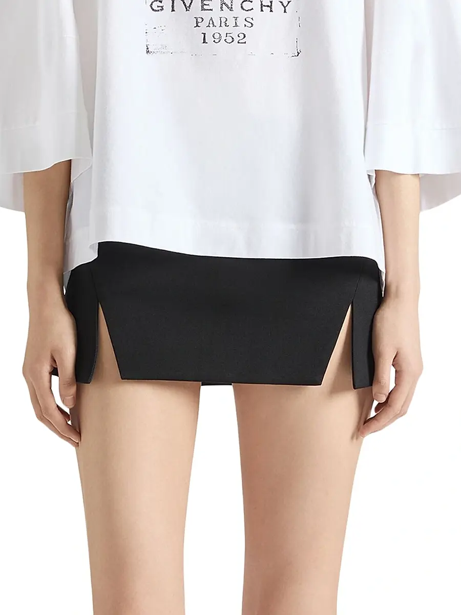 Givenchy Women's Mini Cut-Out Skirt in Wool - Black | Thumbnail 2 Givenchy Women's Mini Cut-Out Skirt in Wool - Black | Thumbnail 2