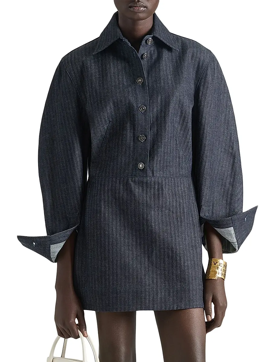 Givenchy Women's Dress in Denim Herringbone - Dark Navy | Thumbnail 2 Givenchy Women's Dress in Denim Herringbone - Dark Navy | Thumbnail 2