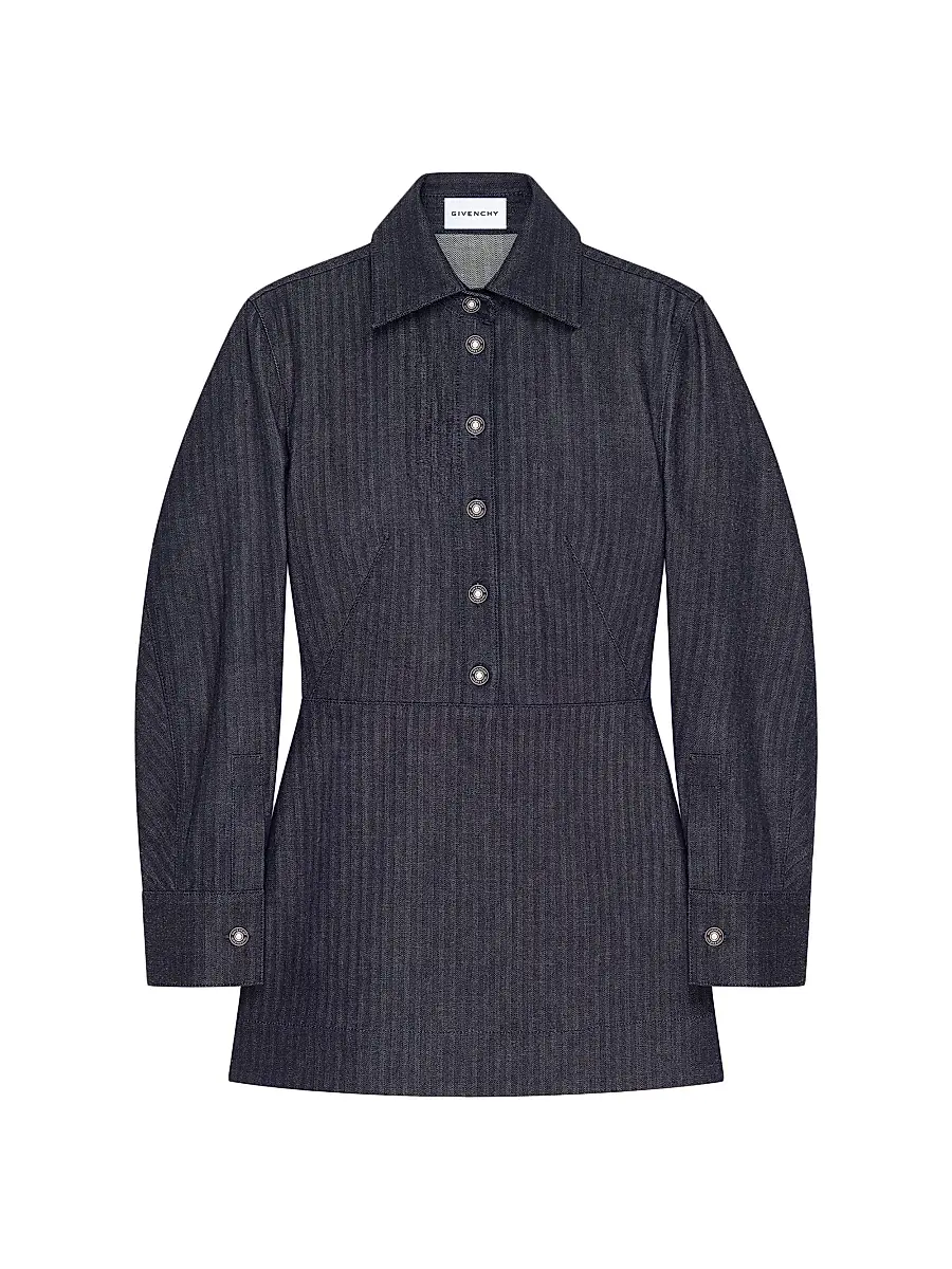 Givenchy Women's Dress in Denim Herringbone - Dark Navy | Image 1 Givenchy Women's Dress in Denim Herringbone - Dark Navy | Image 1