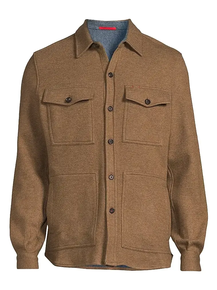 Isaia Men's Stretch-Cashmere Double Face Overshirt