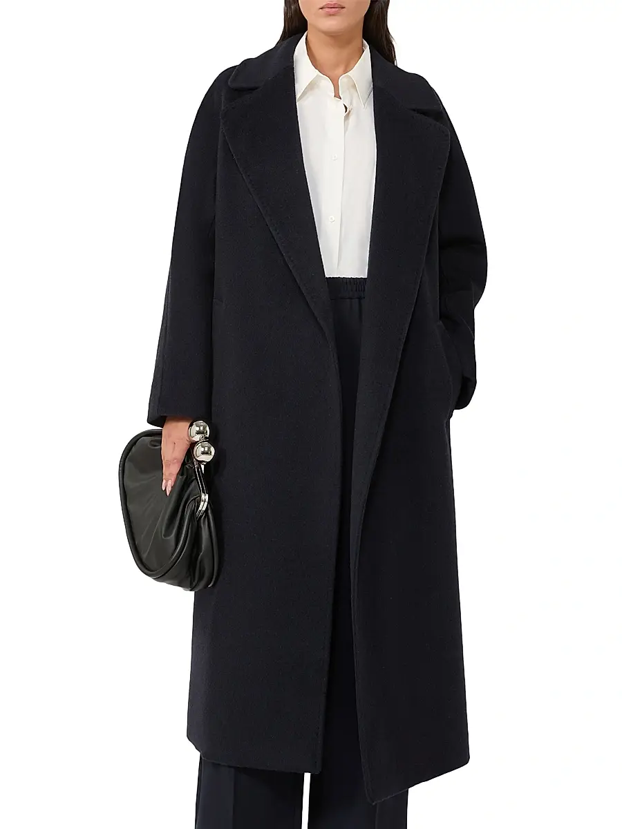 Weekend Max Mara Women's Long Wool and Alpaca Coat - Navy | Thumbnail 2