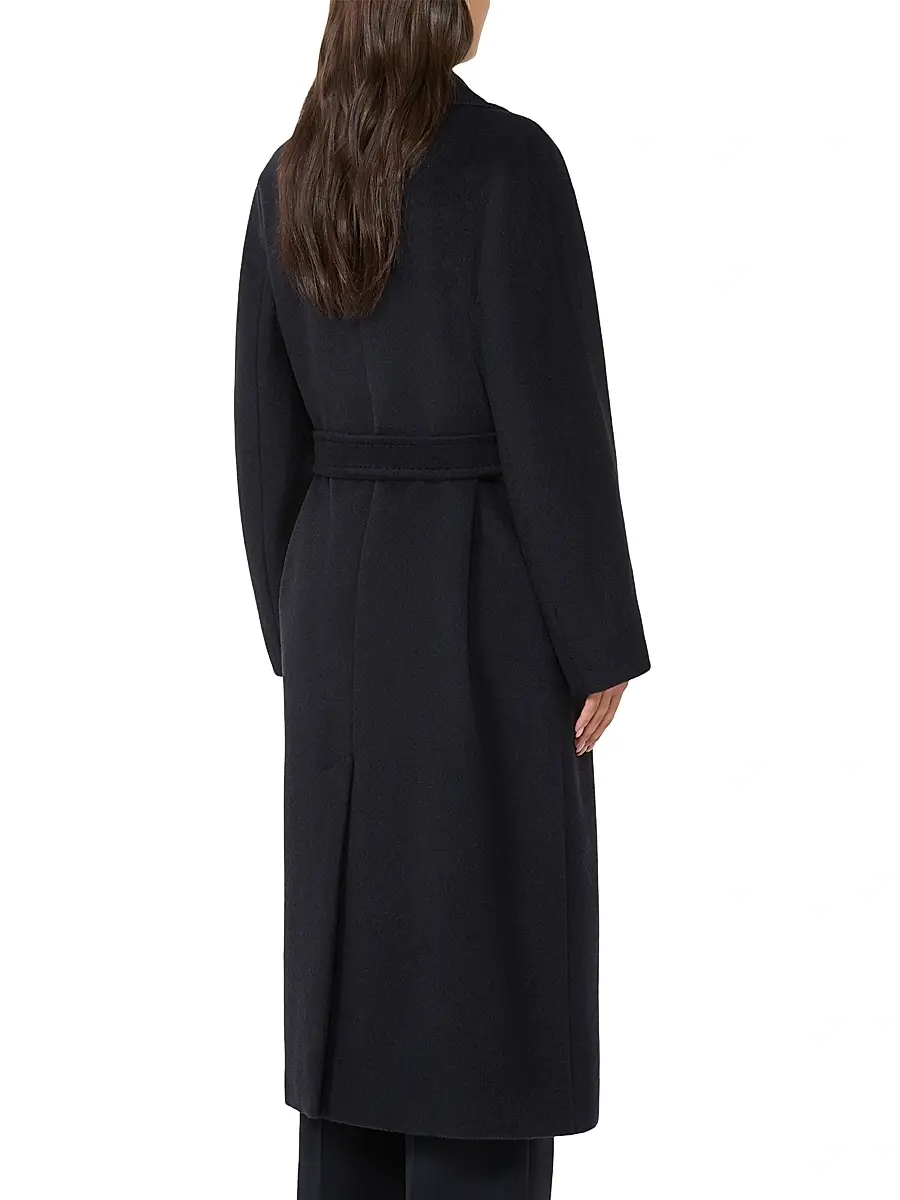 Weekend Max Mara Women's Long Wool and Alpaca Coat - Navy | Thumbnail 4