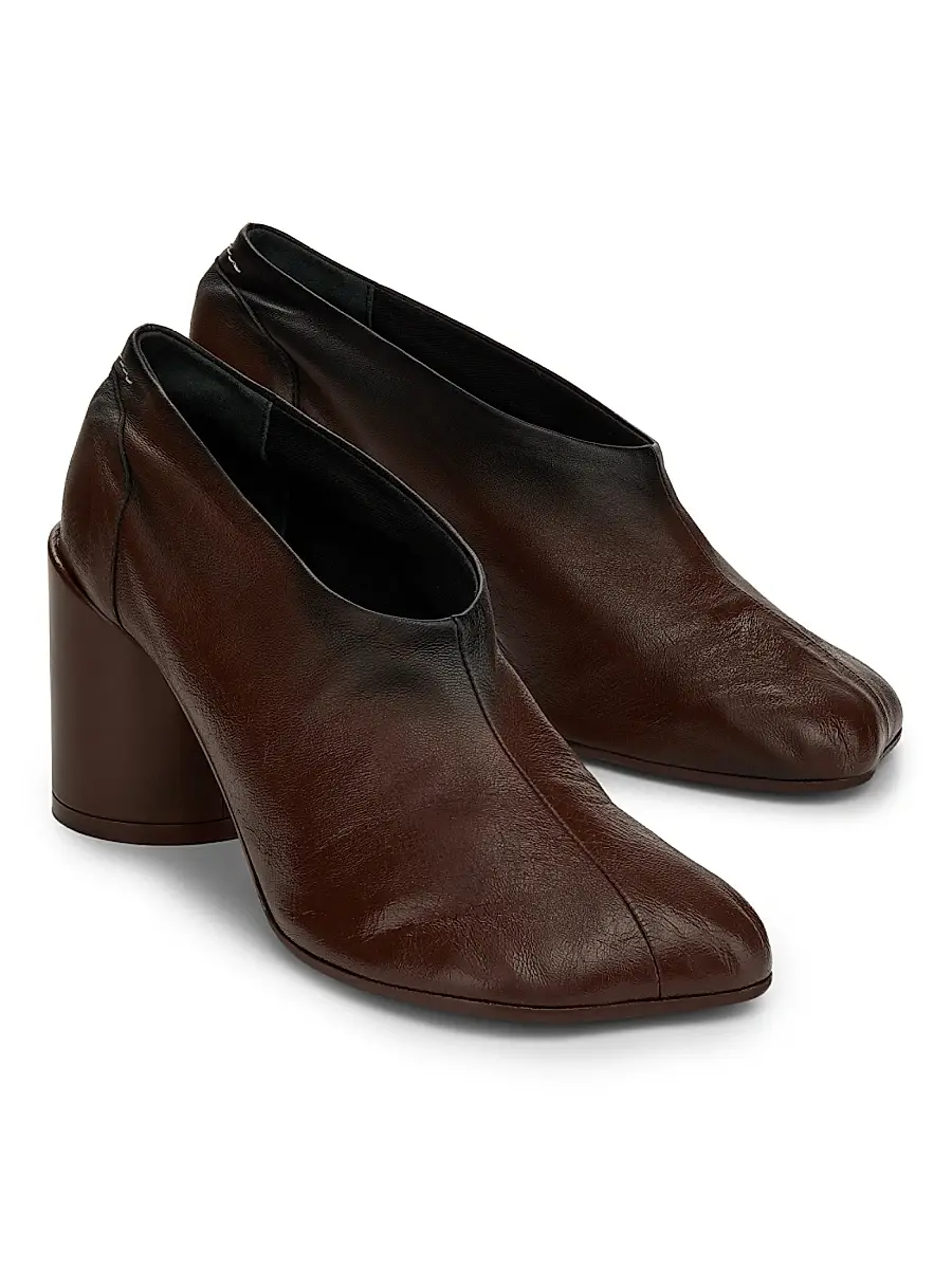 MM6 Maison Margiela Women's Court 70MM Leather Pumps - Black Sable | Thumbnail 2 MM6 Maison Margiela Women's Court 70MM Leather Pumps - Black Sable | Thumbnail 2