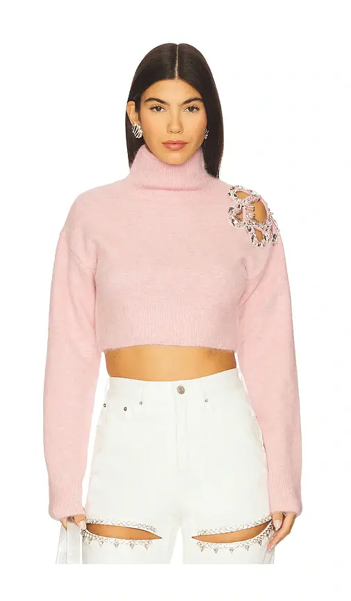 AREA Flower Cropped Turtleneck Sweater | Image 1 AREA Flower Cropped Turtleneck Sweater | Image 1