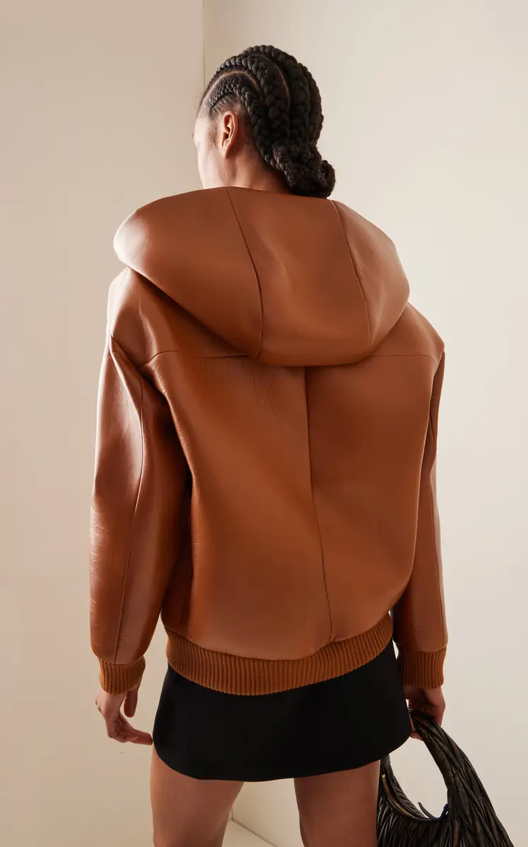 Miu Miu Oversized Hooded Leather Jacket - Brown | Thumbnail 12 Miu Miu Oversized Hooded Leather Jacket - Brown | Thumbnail 12