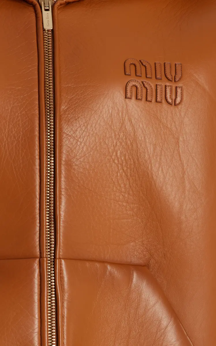Miu Miu Oversized Hooded Leather Jacket - Brown | Thumbnail 5 Miu Miu Oversized Hooded Leather Jacket - Brown | Thumbnail 5