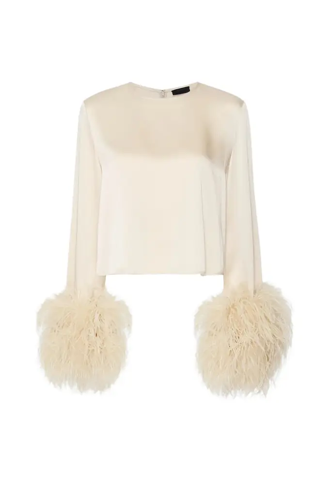 Satin Top With Feathers