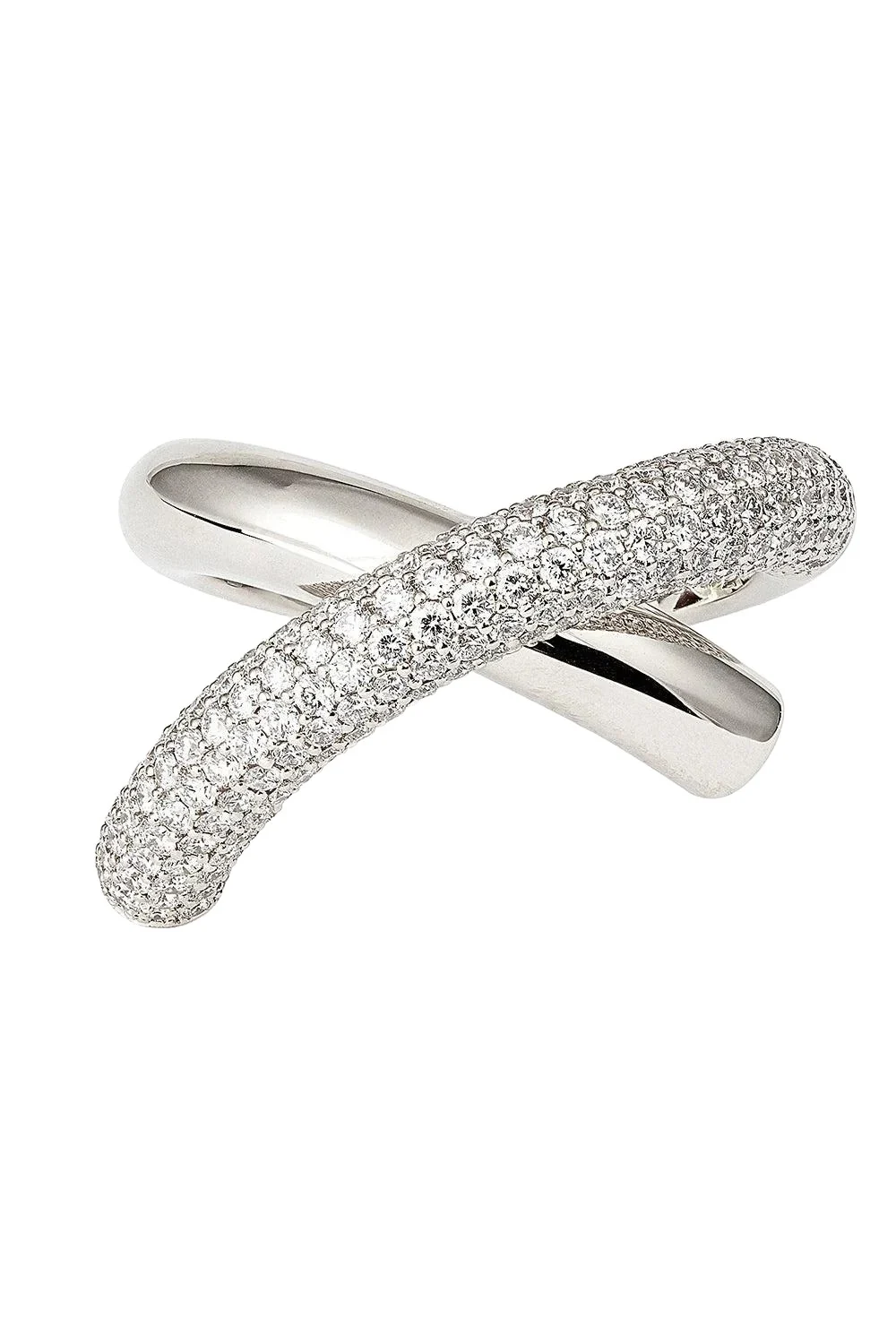 Engelbert 1920 Big Half Pave Diamond Cross Loop Ring