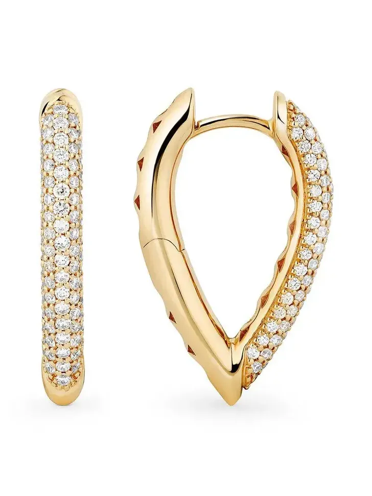 Small Pave Diamond Teardrop Link Earrings