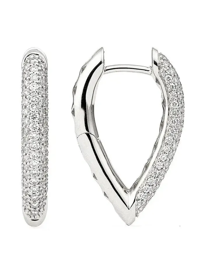 Small Pave Diamond Teardrop Link Earrings