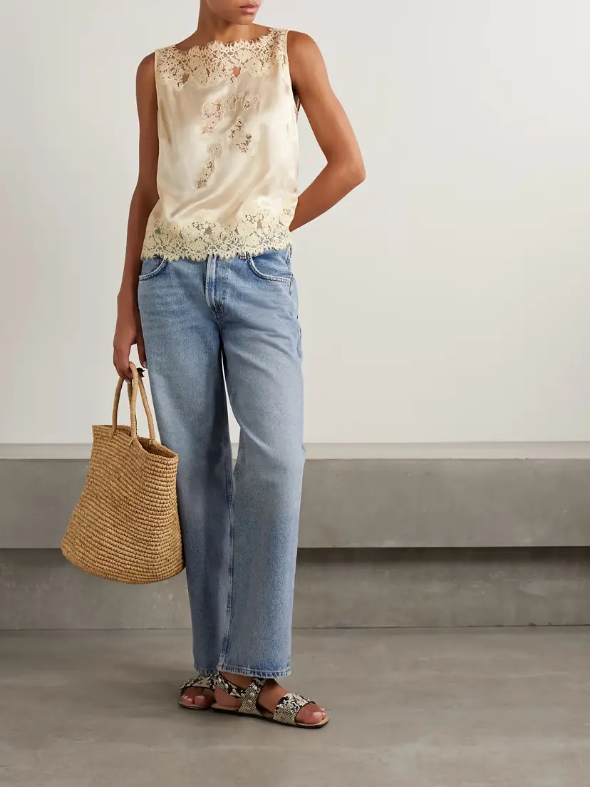 DÔEN Viviane Lace-trimmed Silk-satin Top | Thumbnail 2