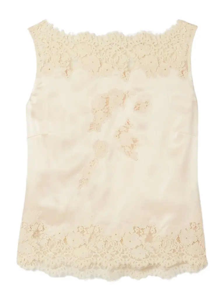 DÔEN Viviane Lace-trimmed Silk-satin Top | Image 1 DÔEN Viviane Lace-trimmed Silk-satin Top | Image 1