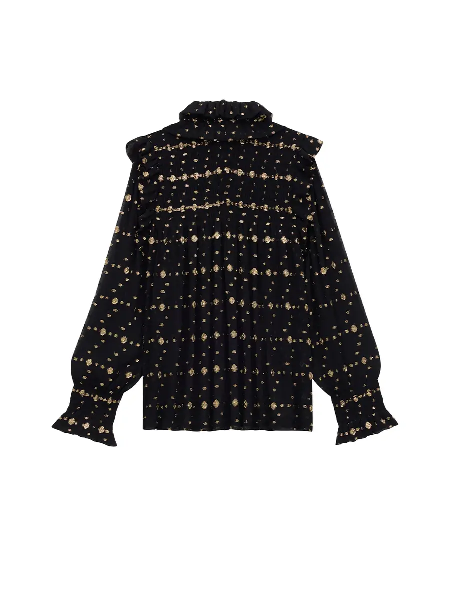 Saint Laurent Sheer Lurex Silk Ruffled Blouse | Thumbnail 2 Saint Laurent Sheer Lurex Silk Ruffled Blouse | Thumbnail 2