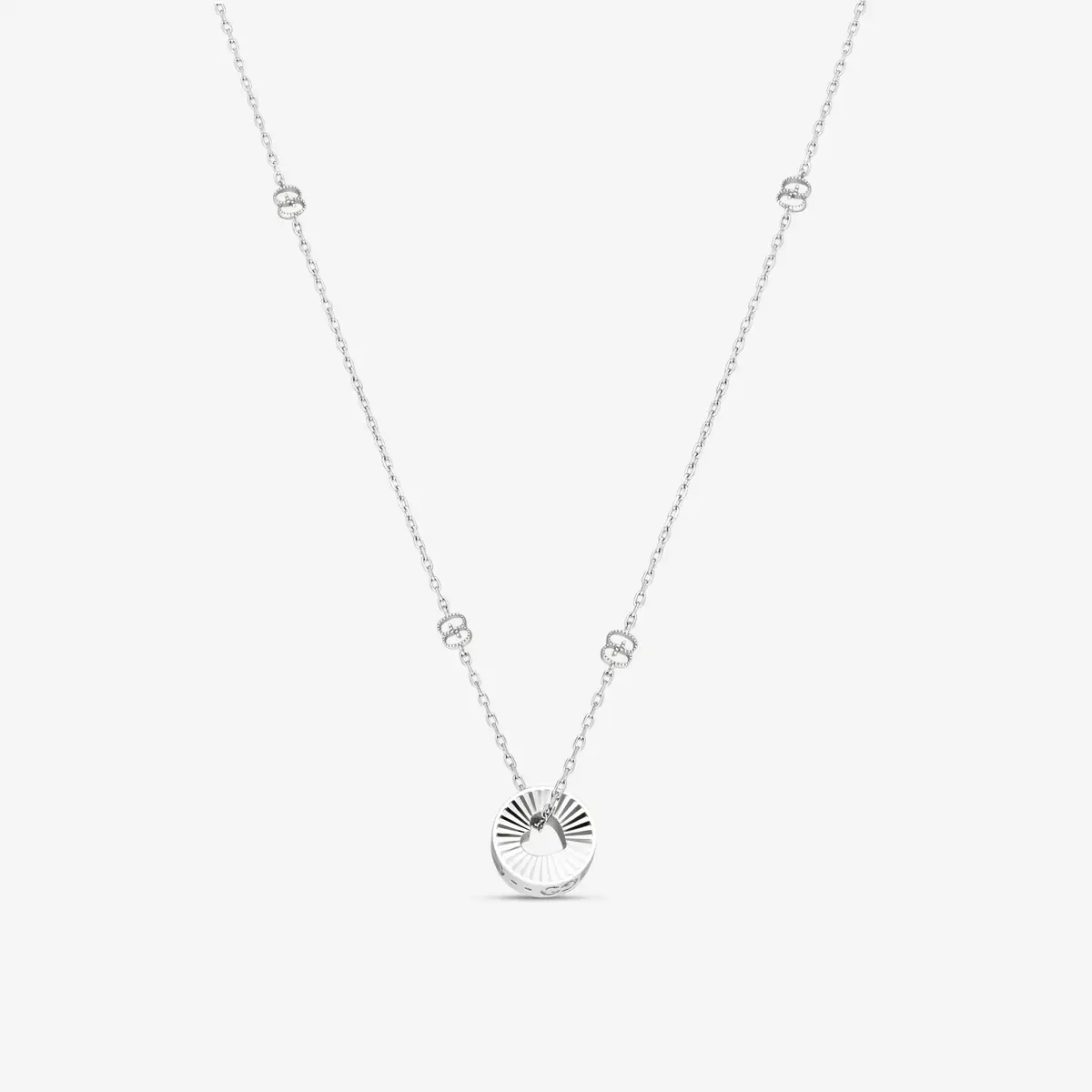 Gucci Gucci Icon 18K White Gold Round Heart Cut-Out Pendant Necklace by The Solist | Image 1 Gucci Gucci Icon 18K White Gold Round Heart Cut-Out Pendant Necklace by The Solist | Image 1