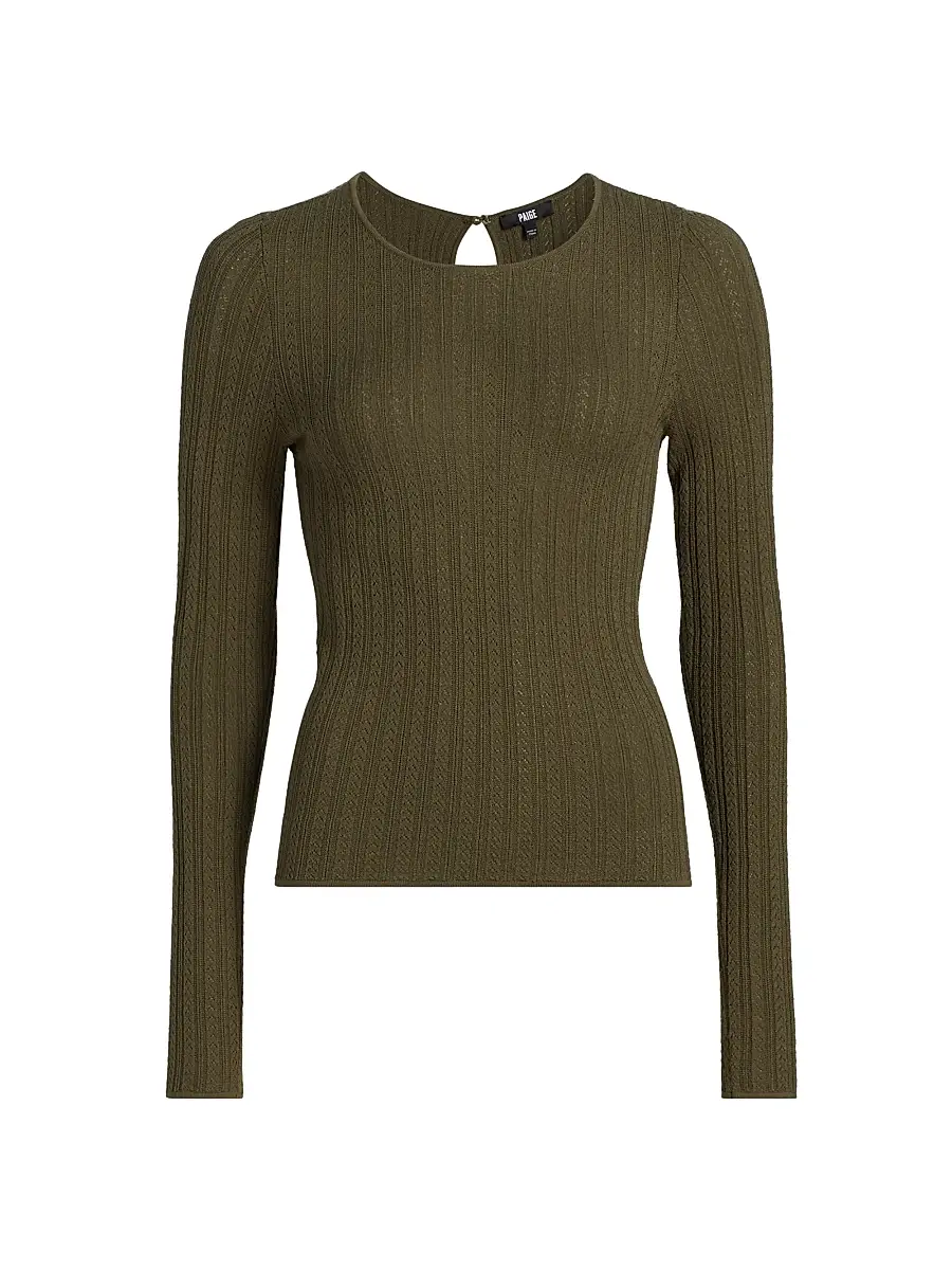 PAIGE Women's Alis Knit Round Neck Top - Dark Army | Image 1 PAIGE Women's Alis Knit Round Neck Top - Dark Army | Image 1