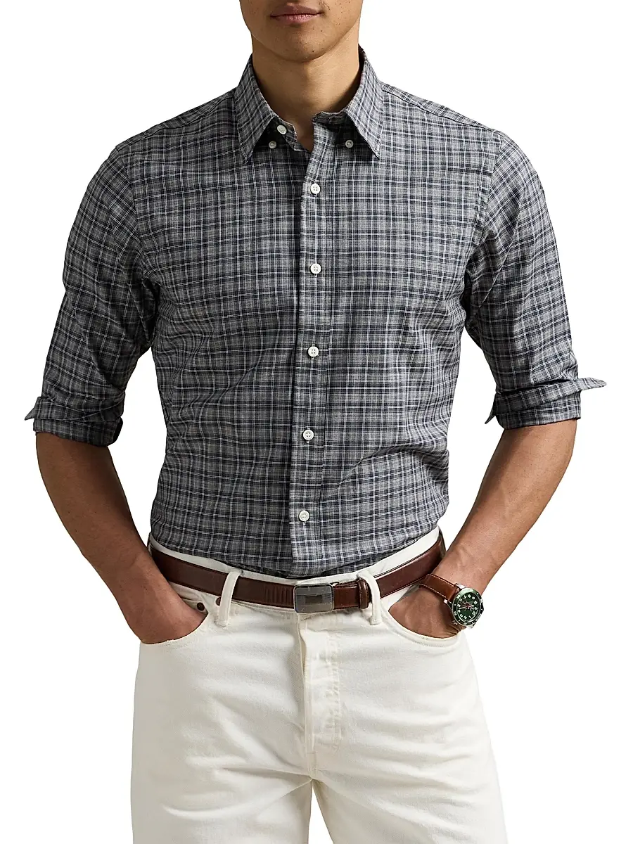 Polo Ralph Lauren Men's Plaid Cotton Shirt | Thumbnail 3 Polo Ralph Lauren Men's Plaid Cotton Shirt | Thumbnail 3