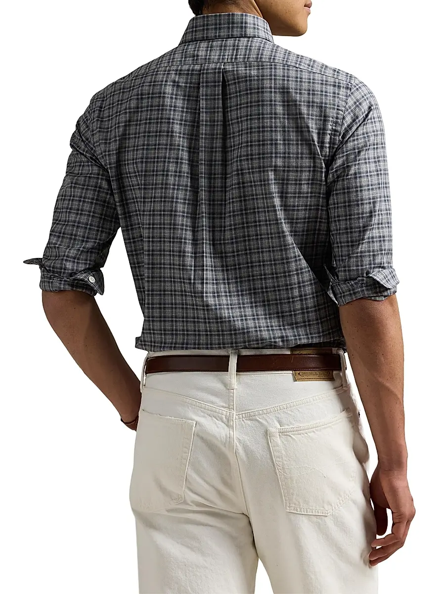 Polo Ralph Lauren Men's Plaid Cotton Shirt | Thumbnail 4 Polo Ralph Lauren Men's Plaid Cotton Shirt | Thumbnail 4