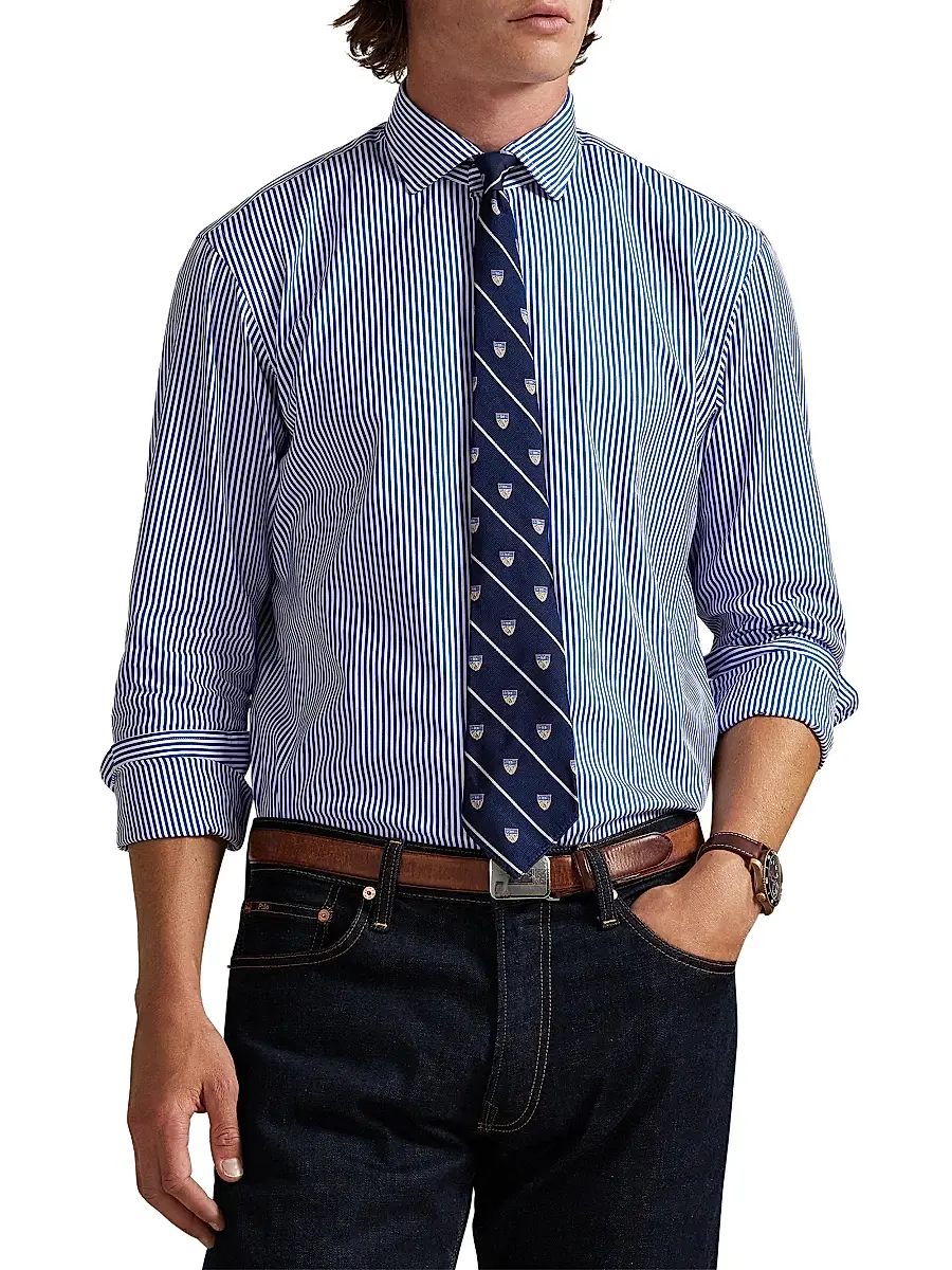 Polo Ralph Lauren Men's Striped Cotton Poplin Shirt | Thumbnail 3 Polo Ralph Lauren Men's Striped Cotton Poplin Shirt | Thumbnail 3