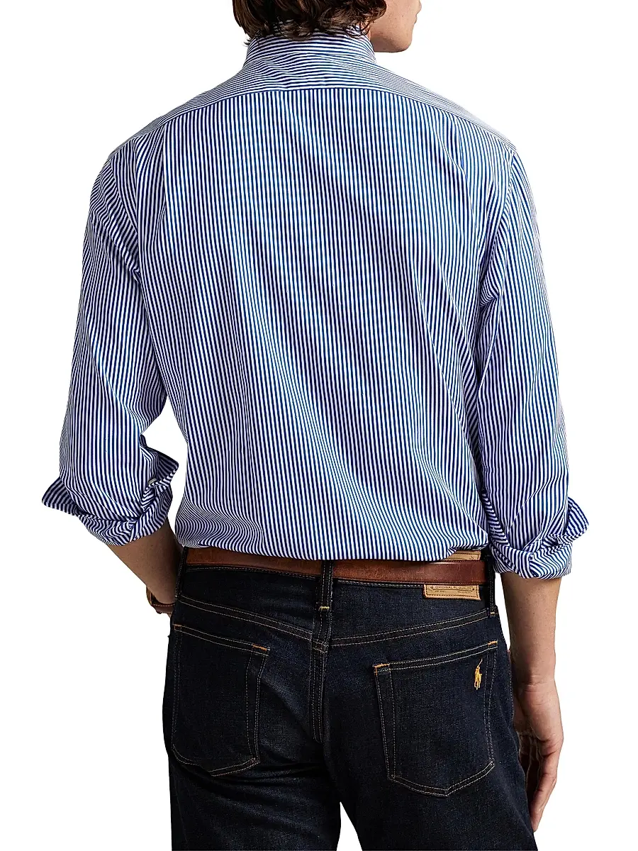Polo Ralph Lauren Men's Striped Cotton Poplin Shirt | Thumbnail 4 Polo Ralph Lauren Men's Striped Cotton Poplin Shirt | Thumbnail 4